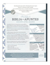 Cargar imagen en el visor de la galería, Biblia de apuntes NVI Letra Grande Azu (Piel genuina y tela impresa)
